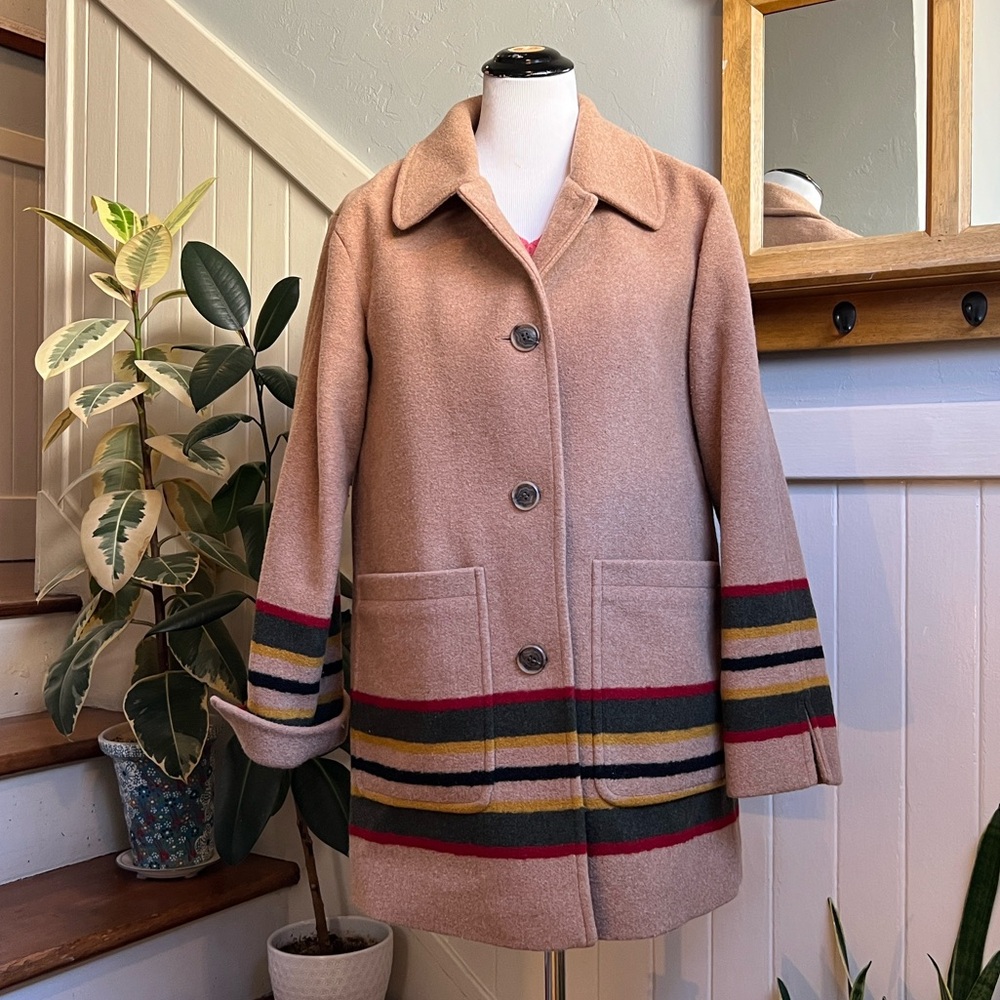 Pendleton Tan Wool Coat with Button Detail - Picture 11 of 13